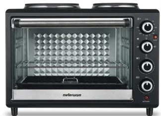 Mellerware Steel Black 30L Mini Oven With 2 Solid Hot