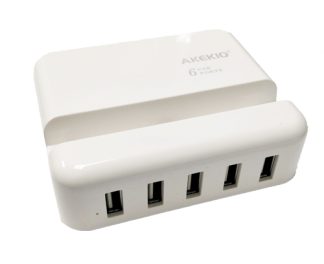 Geeko 5-Port USB Travel Charger with Apple Lightning Cradle