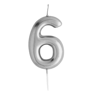Casey 10cm Silver Numerical Birthday Candle Nr6