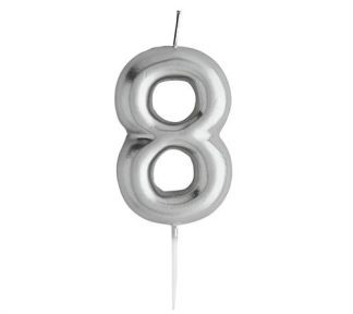 Casey 10cm Silver Numerical Birthday Candle Nr.8