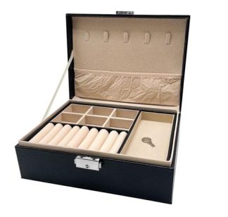 Casey Double Layer Black Faux Leather Jewelery