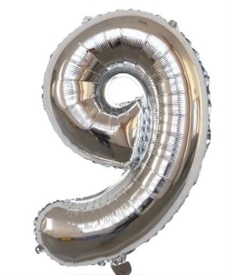 Casey 102cm Silver Balloon Number 9