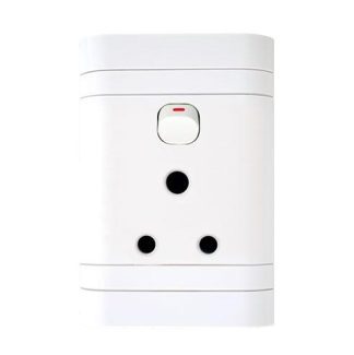 Lesco Single Three-Pin Wall Plug White H100xW50