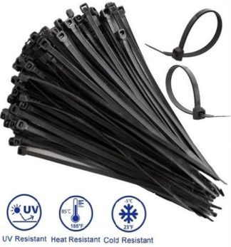 Noble 4.8 x 200mm Pack of 100 Black Nylon Cable Ties