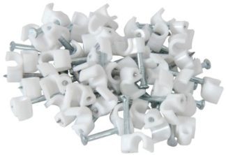 Noble 12mm Round Cable Clips with Nail White 100 Pieces