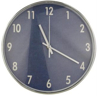 Casey Wall Clock Silver outer rim with Blue details 30cm