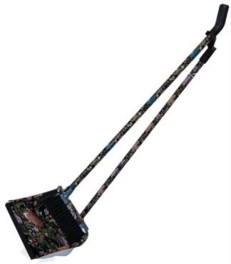 Totally Long Dust Pan Broom Set Black Floral Design