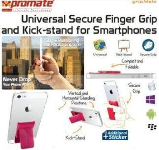 Promate Gripmate Universal Smartphone Finger Grip and Kickstand Pink