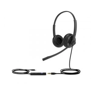 Yealink UH34 Dual USB-C Headset with leatherette ear cushions and in-line call control, USB and 3.5mm connection, MS Teams certified