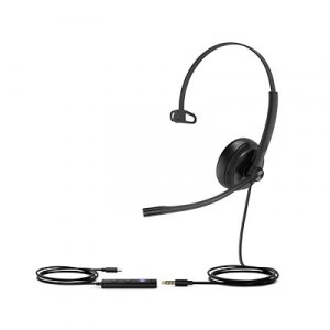 Yealink UH34 Mono USB-C Headset with leatherette ear cushions and in-line call control, USB and 3.5mm connection, MS Teams certified