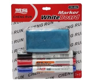 Brainware 3 x Whiteboard Markers and Cleaner Pack