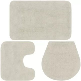 Casey Bathroom Cream 3 Piece Mat Set