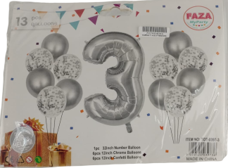 Casey 13pc Silver and White Balloon Set Nr 3