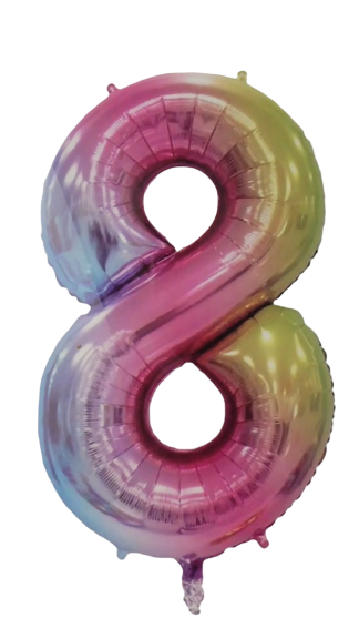 Casey 102cm Rainbow Balloon Number 8