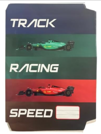 Marlin A4 PreCut Book Covers F1 Track Racing 5pack