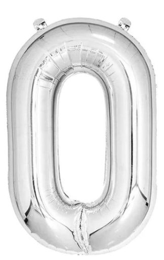 Casey 102cm Silver Balloon Number 0